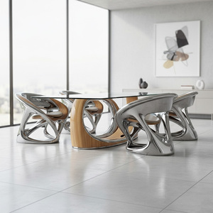 FANGYUZHENG Set di Sedie <span class=keywords><strong>da</strong></span> <span class=keywords><strong>Pranzo</strong></span> di Lusso dal Design Artistico Moderno con Esclusiva Elettrodeposizione per Arredamento Soggiorno Hotel Villa o Centro Commerciale - Product Image 4