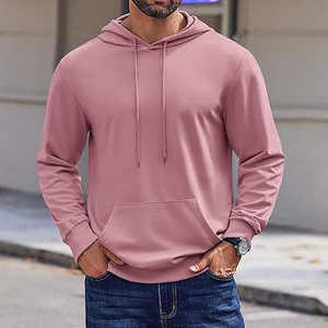 Sweat à capuche uni pour homme, personnalisable avec logo OEM/ODM, tricot d'hiver décontracté 100% coton, imperméable, vintage, brodé et perlé - Product Image 1