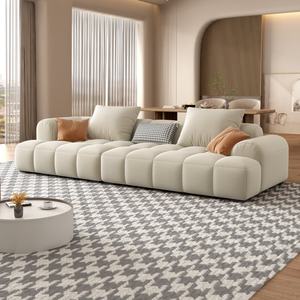 Divano in Tessuto Yisi per <span class=keywords><strong>Soggiorno</strong></span>, Moderno e Semplice, Nuovo Modello per Famiglie Grandi e Piccole, Stile Francese Crema, Divano Marshmallow a Fila Dritta - Product Image 1