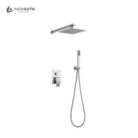 Mitigeur de Douche Mural Encastré en Acier Inoxydable 304 avec Valve d'Équilibre de Pression, Robinet à Effet Pluie pour Salle de Bain avec Fonction Chaud et Froid