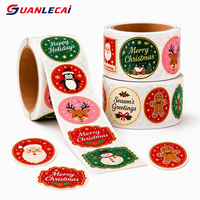 Rouleau d'autocollants de Noël personnalisés en vinyle prédécoupé, motifs Père Noël, Bonhomme de neige, Renne, doré métallisé, Joyeux Noël, pour emballage cadeau