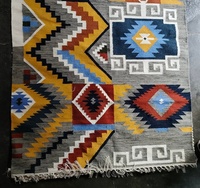 Tapis indiens abstraits faits à la main et fabriqués à la machine, tapis modernes en laine et coton, tapis kilim pour chambre à coucher, salon