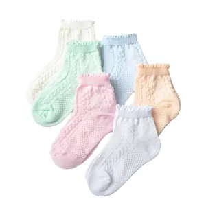 Factory direct sales summer thin girls cotton socks big size children's mesh socks