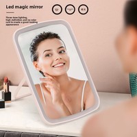 Espejo de Maquillaje LED, Plegable, Grande, de Escritorio, Recargable, para Dormitorios Estudiantiles, Espejo de Belleza Individual 1x