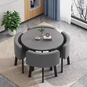 Juego de <span class=keywords><strong>Mesa</strong></span> de Comedor Redonda Pequeña con <span class=keywords><strong>4</strong></span> <span class=keywords><strong>Sillas</strong></span> de Lujo Moderno para Cocina y Restaurante - Product Image 3