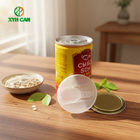 Boîtes en fer rondes personnalisées de 330 ml avec couvercles en plastique transparent, contenant une cuillère, et boîtes en fer pour porridge aux huit baies.
