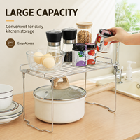 Étagère de rangement pliable en acier inoxydable pour cuisine, organisateur de comptoir pour four à micro-ondes