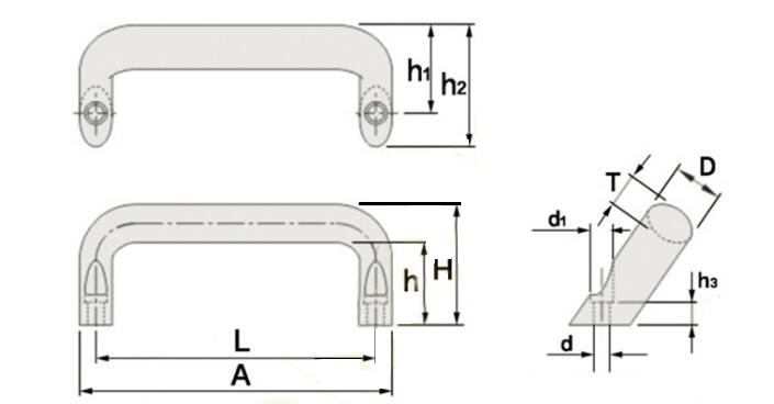 FS7037  Aluminum alloy beveled through-hole hardware handle U-shaped beveled through-hole handle