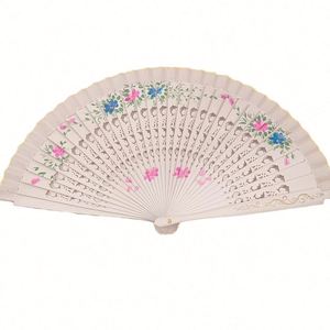 Wholesale Traditional Spanish Solid Color Bamboo Hand Fan Carved Angel Design Classic Cartoon Eco-Friendly Halloween Promotion - Product Image 1