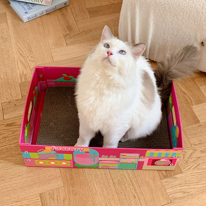 Meistverkauftes Design Einfarbiges Katzen-Schneckenbett Komfortables Wellpappe Umweltfreundliches Quadratisches Nestbett für Haustiere - Product Image 2
