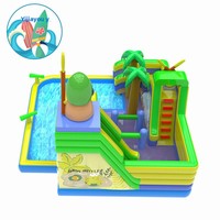 Grand parc aquatique gonflable mobile d'extérieur, équipement de trampoline en PVC pour enfants avec toboggan château malicieux, pas cher pour le divertissement des enfants