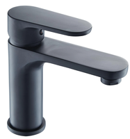 Keran Wastafel Hitam Doff Model Deck Mounted dengan Lapisan Chrome, Tuas Tunggal, Air Panas Dingin, untuk Kamar Mandi