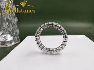 New Arrival Jewelry Moissanite Ring 2*3mm 0.15ct And 3*5mm 0.5ct Emerald Cut 14K Gold Eternity Band Ring
