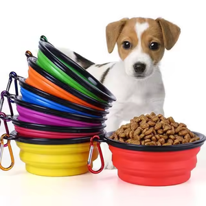 Produsen peringkat atas mangkuk anjing lipat portabel mangkuk hewan peliharaan dapat dilipat TPE silikon makanan air - Product Image 1