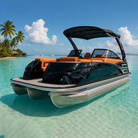 Bateau à ponton en fibre de verre haut de gamme Kinocean 2025, console d'écran, arche sportive, moteur hors-bord en aluminium pour la pêche en mer, divertissement, yacht