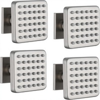 Jet de douche carré moderne en laiton massif haute pression à fixation murale pour massage spa, 4 pièces, nickel brossé, Homedec HD-031523, garantie 5 ans