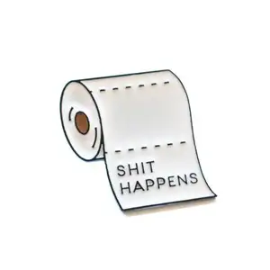 Factory Price Get Rid Of Bad Luck Lucky White Happens toilet Roll Paper Metal Hard Enamel pins Funny Badges Brooches Pin Badge