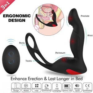 Hochwertige vibrierende Vagina Anal Butt Plug mit <span class=keywords><strong>2</strong></span> Penis Ring 9-Gang Motor Vibrator China Prostata-<span class=keywords><strong>Massage</strong></span> gerät zu verkaufen - Product Image 2