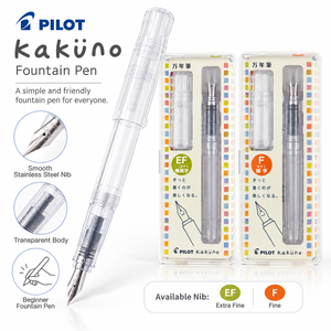 Stylo plume Kakuno, corps transparent, pointe EF F, acier inoxydable 0,38 mm, pour débutants et étudiants, fabriqué au Japon - Product Image 1