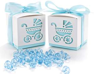 High quality Baby Favor Box with Ribbon Gift Candy Boxes for Baby Shower Party