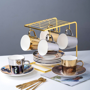 Animal Design Mirror Cup Nordic Gold silver Espresso Cup <span class=keywords><strong>tazza</strong></span> e piattino in ceramica di lusso - Product Image 1