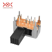 Interrupteur coulissant horizontal 8P à trois positions avec bouton noir pour montage sur circuit imprimé, pour lampe de poche et petits appareils électroménagers