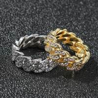 Bague Fulsun en laiton plaqué or, style cubain, entièrement pavée de zircons, bague statement pour homme, bijoux streetwear hip-hop