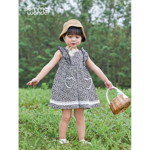 Vêtements d'été à la mode princesse <span class=keywords><strong>robe</strong></span> bébé petits enfants Floral pour fille dentelle décontractée courte sans manches droite filles - Product Image 2