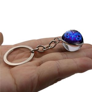 Porte-clés lumineux en cristal à 12 constellations, pendentif boule de verre, porte-clés du zodiaque, cadeau d'anniversaire pour hommes et femmes - Product Image 1