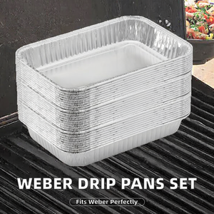 Bacs à graisse pour <span class=keywords><strong>Weber</strong></span>, plateaux en aluminium jetables pour grilles <span class=keywords><strong>Weber</strong></span>, doublures de remplacement universelles pour la série <span class=keywords><strong>Weber</strong></span> - Product Image 2