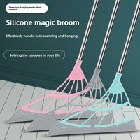Balai à poussière en silicone pour la maison, fournitures de nettoyage scolaire, pelle à poussière en PP avec manche en plastique, raclette à plancher facile à nettoyer, en acier inoxydable