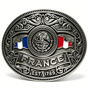 France Silver-Plated Zinc Alloy <b>Badge</b> Emblem Embossing Printing Patriotic Souvenir Die Struck Round Shape - Product Image 6