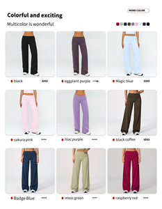 Nouveau pantalon décontracté à jambes larges pour femme, extensible dans quatre directions, séchage rapide, respirant, taille pliable, idéal pour le sport, la gym, la course et l'entraînement - Product Image 4