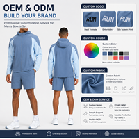 Ensemble de survêtement léger d'été pour homme avec logo personnalisé, veste coupe-vent color block 100 % nylon et short
