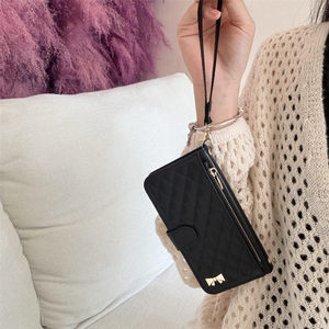 Étui à rabat magnétique en cuir PU pour design professionnel avec porte-cartes, coque de protection pour téléphone portable avec bracelet court - Product Image 3