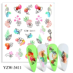 2021 neueste YZW Wasser Transfer Aufkleber Columbia Nail art Groß Decals Groß Wraps Folien Tipps Pure Großhandel Nägel Liefert