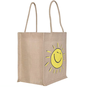 Bolsa de Yute Ecológica Impresa con Asas Largas, Diseño Alegre, Reutilizable para Llevar Comida, Compras y Uso Diario - Product Image 1