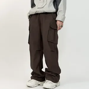 कस्टम ओएम निर्माता विंटेज जेल्स उच्च कमर स्ट्रेटवियर बैगी आकस्मिक पुरुषों के लिए लंबी पैराशूट कार्गो पैंट