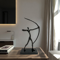 Exquis noir alliage marbre bureau décor à la maison accessoires intérieur chambre Sculpture tir à l'arc artisanat décoration de la maison articles