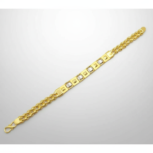 Bracelet élégant en or à maillons avec panneaux décoratifs centraux et fermoir sécurisé pour homme, bijou statement - Product Image 3