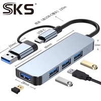 Hub USB 3.0 7 en 1, double entrée USB Type C, adaptateur multi-ports USB avec charge PD pour ordinateur portable, PC, téléphone