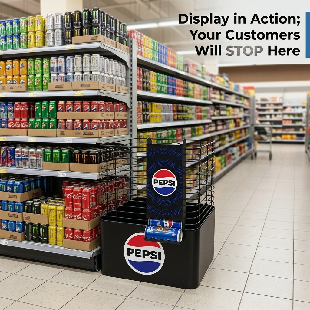 Apache Custom Metal Slim Can Display Rack Gravity Feed Tall Soda Merchandiser Knock Down Wall Hook Display Stand for Supermarket