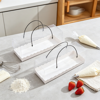 Boîte de transport en plastique transparent avec poignée pour gâteaux, conteneur transparent pour desserts, emballage pour gâteaux roulés et pâtisseries