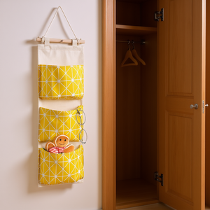 Sac de rangement mural à 3 poches, organisateur en tissu imperméable, à suspendre à la porte ou au placard, design rectangulaire minimaliste, 33x15x85cm - Product Image 2