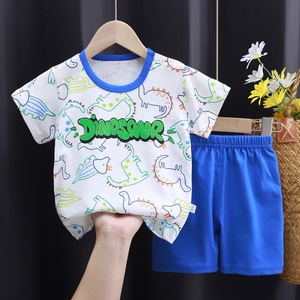 2025 nouveau été enfants décontracté à manches courtes <span class=keywords><strong>Shorts</strong></span> costume pur coton T-Shirt <span class=keywords><strong>pas</strong></span> <span class=keywords><strong>cher</strong></span> en gros bébé garçon vêtements garçons filles - Product Image 4