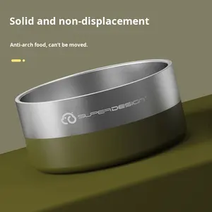 Tigela para Animais de Estimação em Aço Inoxidável 304, Espessa, Portátil, Antiderrapante, com Camada Dupla para Cães e Gatos - Product Image 4