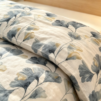 Ensemble de literie florale pour la décoration de la maison avec imprimé Ginkgo, doux et confortable, 4 pièces, housse de couette et taies d'oreiller