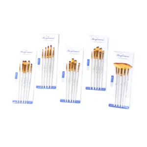 Boyi Xuan 5-pack Best-selling High-quality Pearl White Solid Wood Grip Nylon Hair Acrylic Art Brush Set for Art Painting