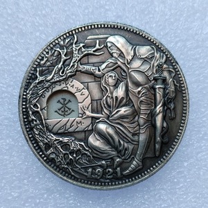 Moneda Coleccionable con Mecanismo, Copa Nomada, Estilo Europeo-Americano, Inspirada en la Cultura Maya, Cobre Plateado con Borde Dentado, Moneda para Eventos - Product Image 6
