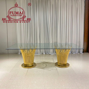 Table de mariage miroir noir de bonne qualité avec cadre en acier inoxydable table longue pour banquet de mariage - Product Image 4